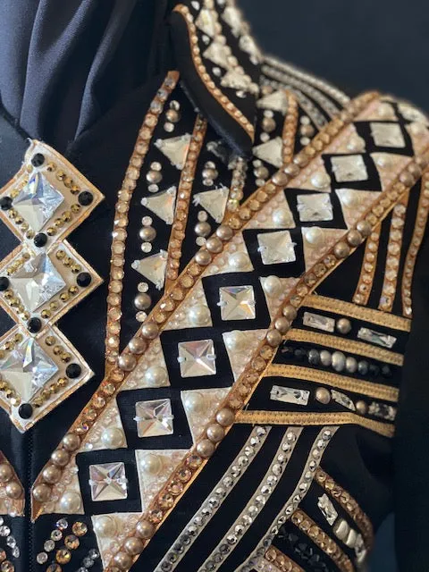2014a Ladies M Show Jacket, Black, Tan, Bronze