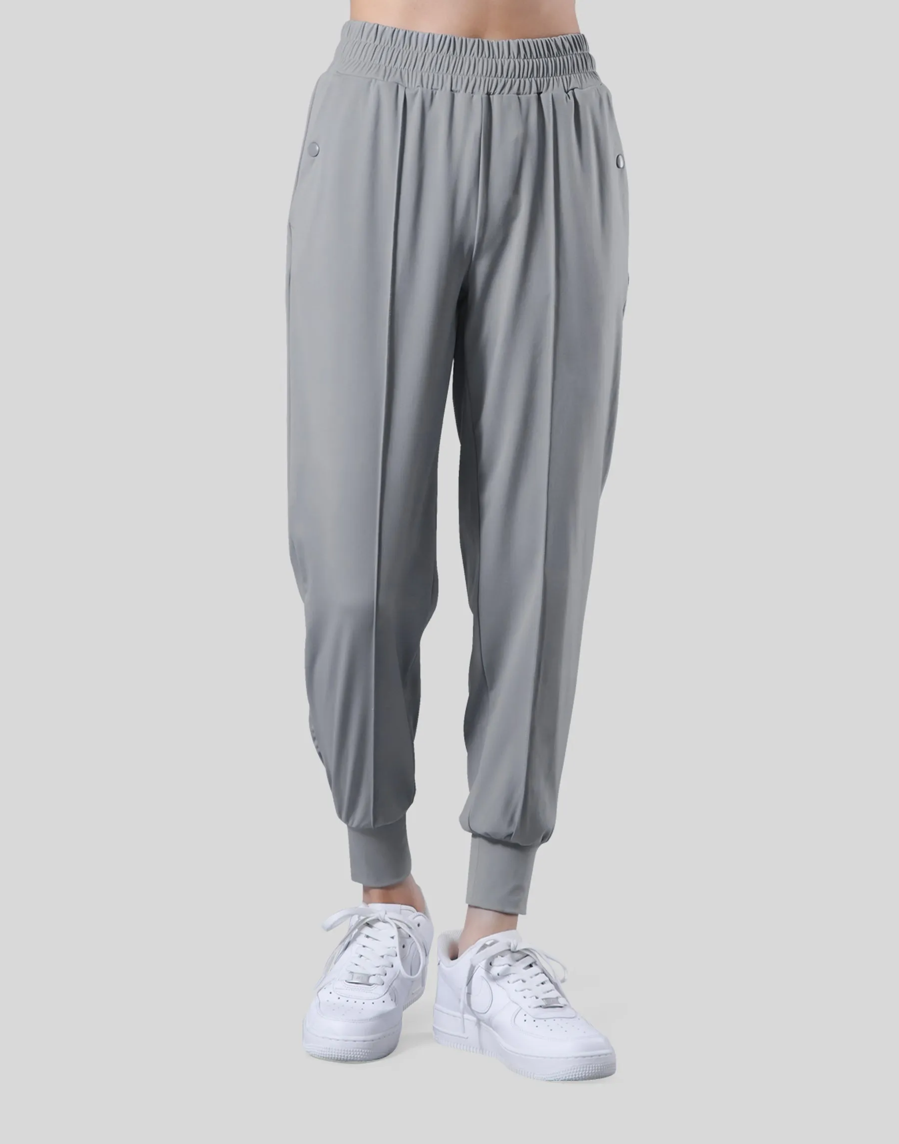 2Way Stretch Pleats Pants - Grey