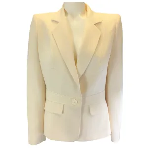 Alexander McQueen Ivory One-Button Wool Crepe Blazer