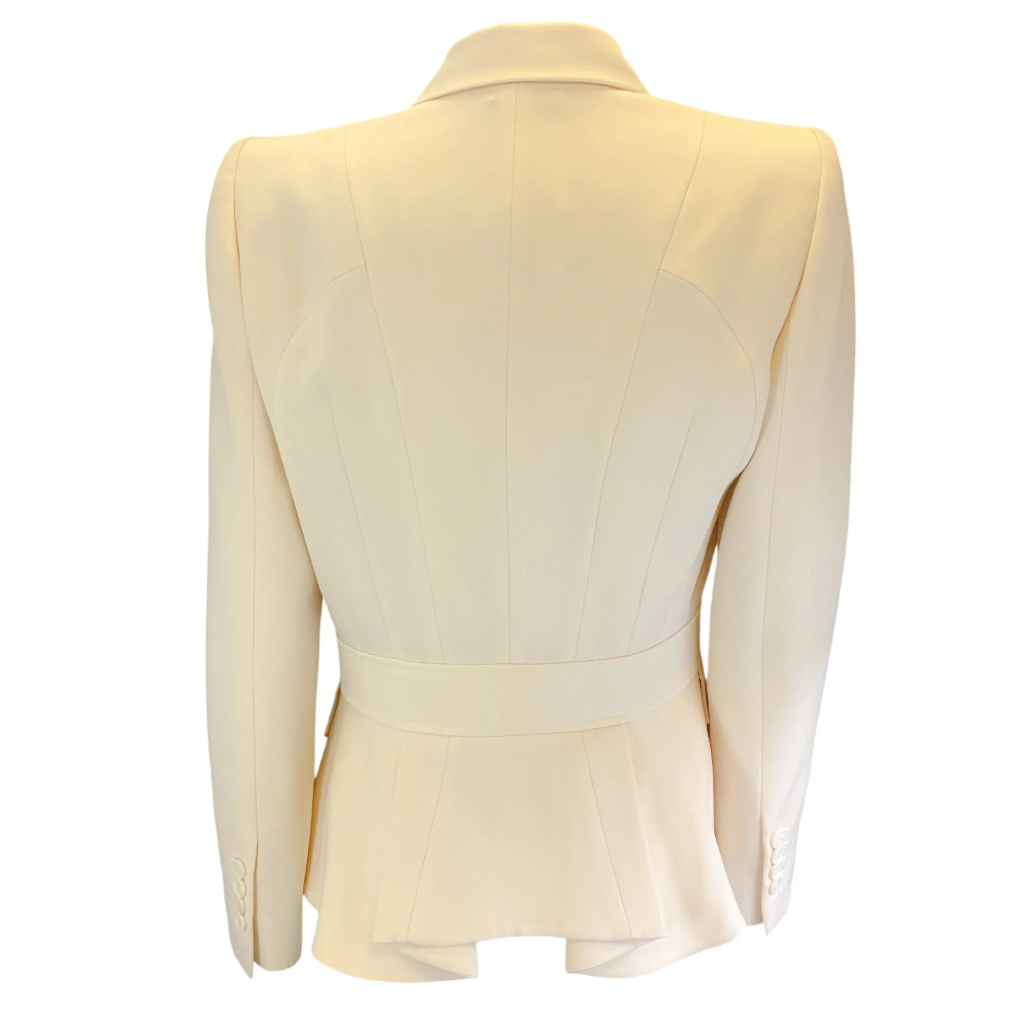 Alexander McQueen Ivory One-Button Wool Crepe Blazer