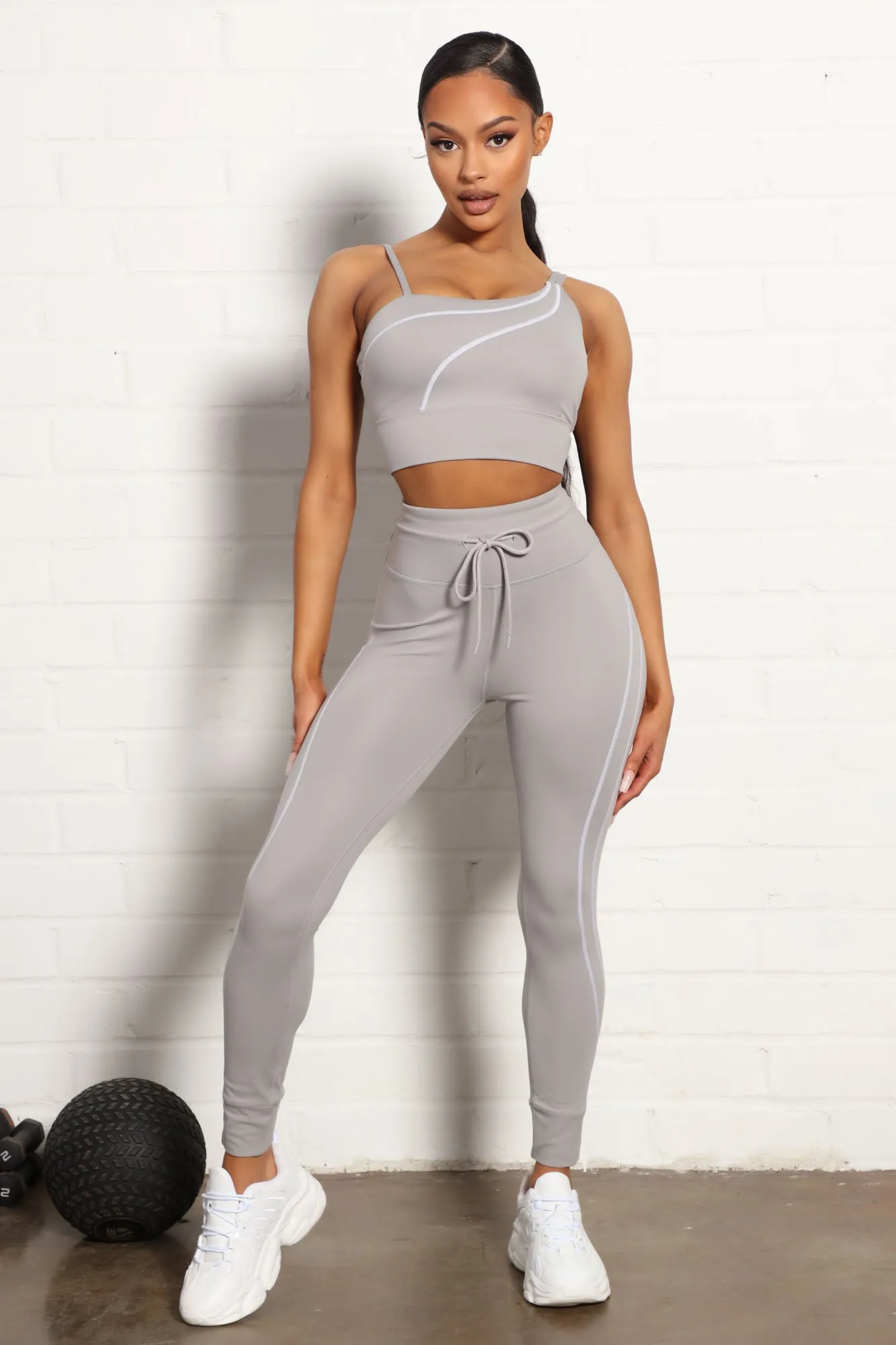 All You Got Active Contrast Stitch Super Soft Jogger Legging - Grey