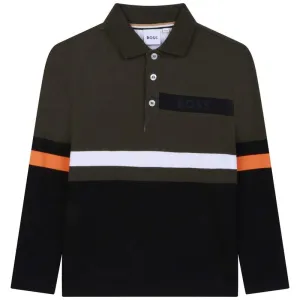 Boys Khaki Long Sleeve Polo