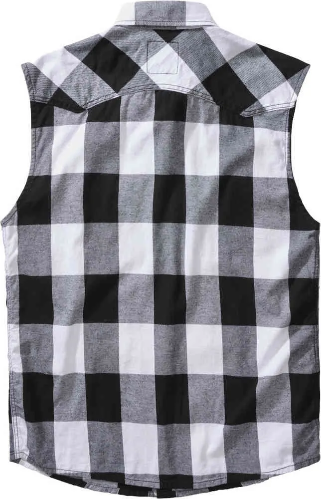 Brandit check sleeveless shirt, white black