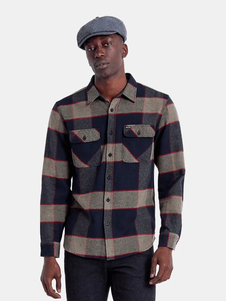 Brixton Bowery LW L/S X Flannel - Heather Grey / Charcoal