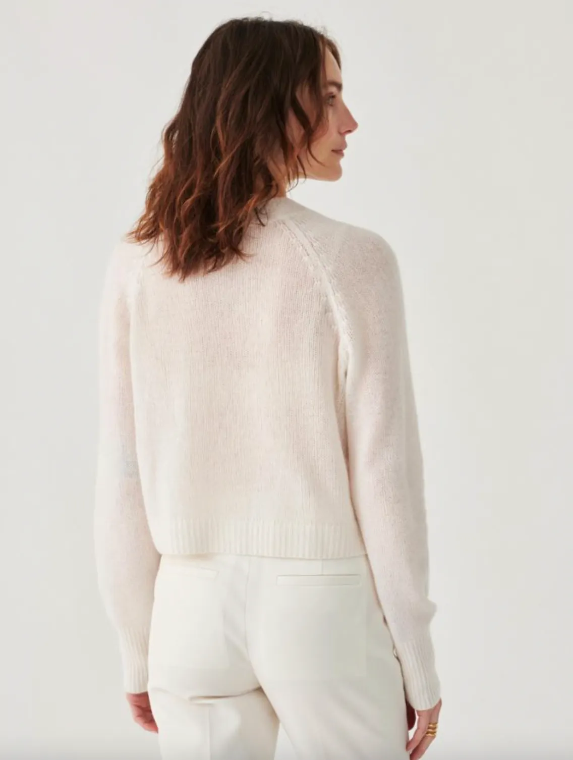 Cashmere Featherweight Button Cardigan - Soft White