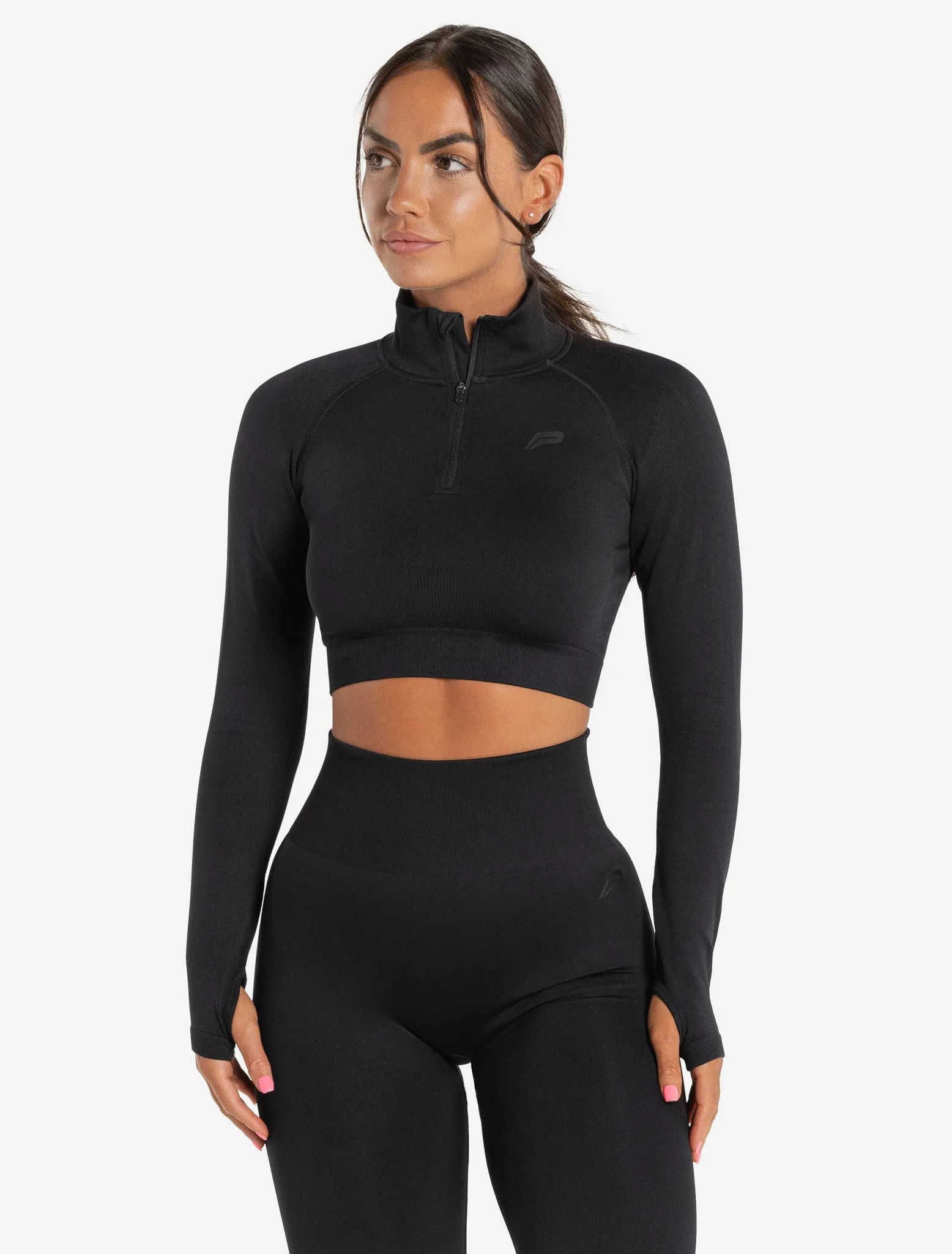 Core Seamless Crop 1/2 Zip - Blackout