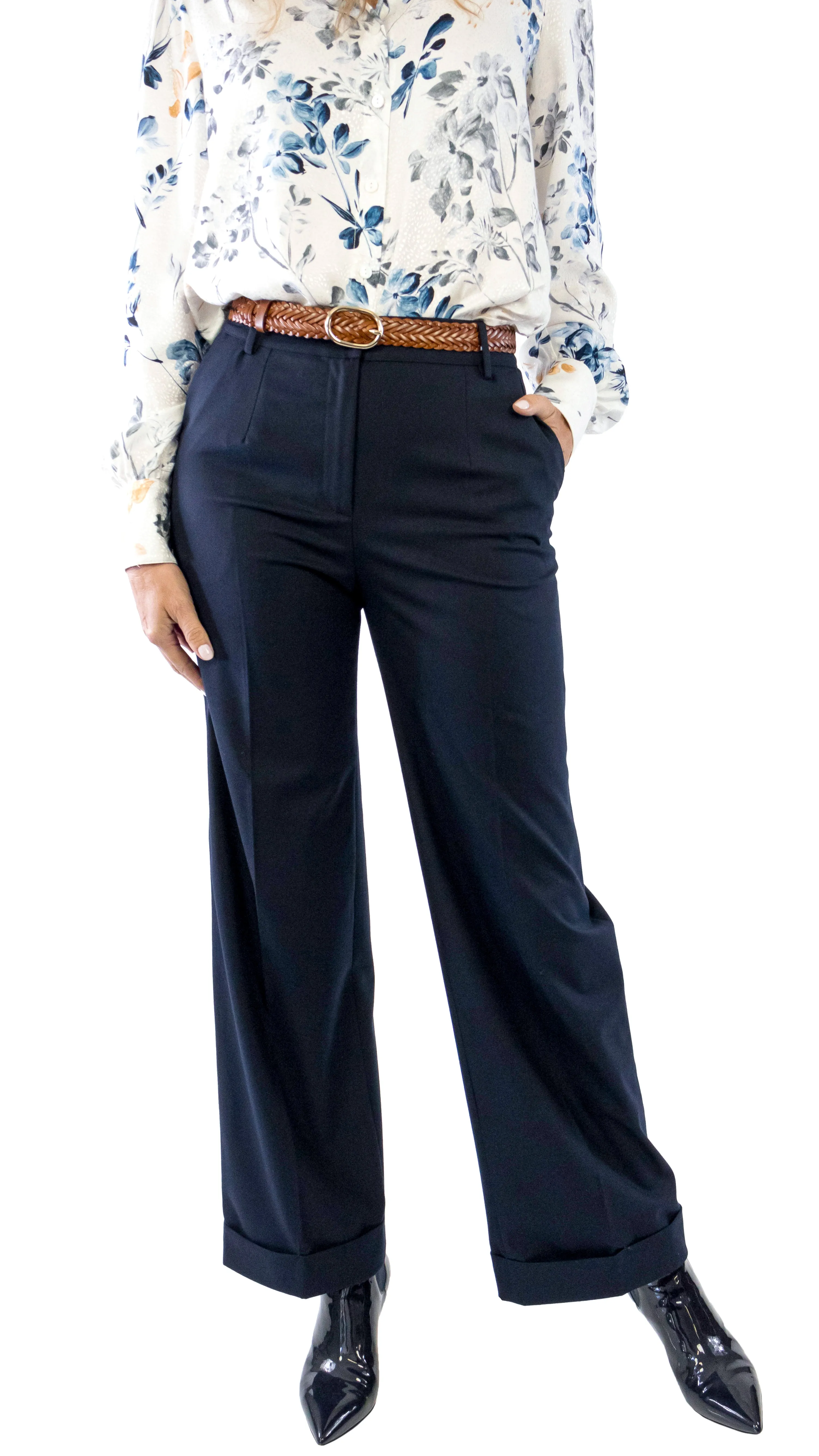 Cuffed Trousers - Navy