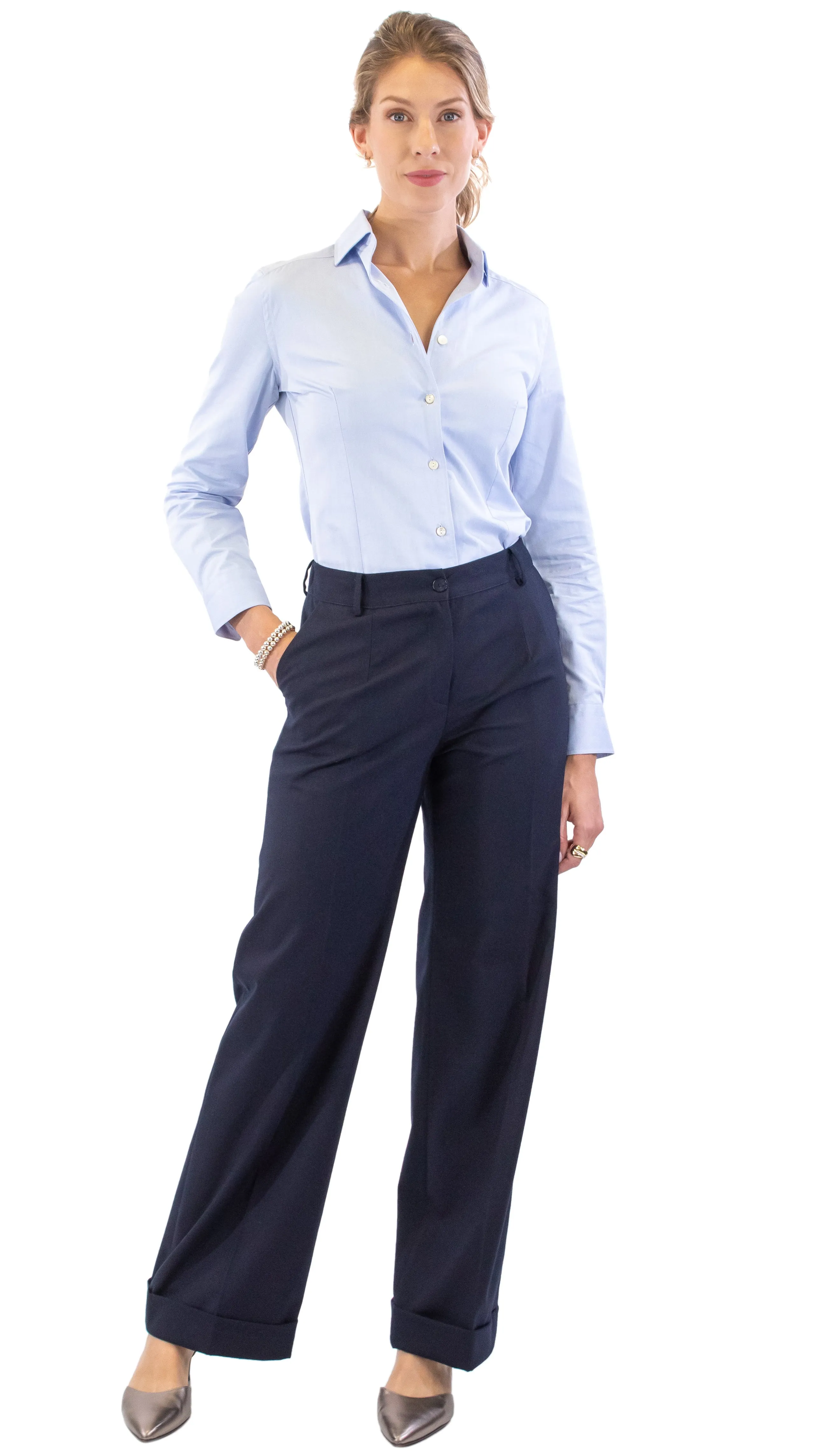 Cuffed Trousers - Navy