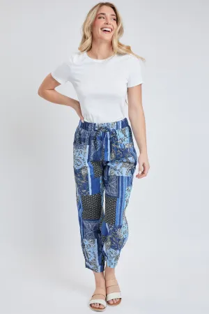 Denim Patch Missy Linen Jogger Pant With Pleated Hem