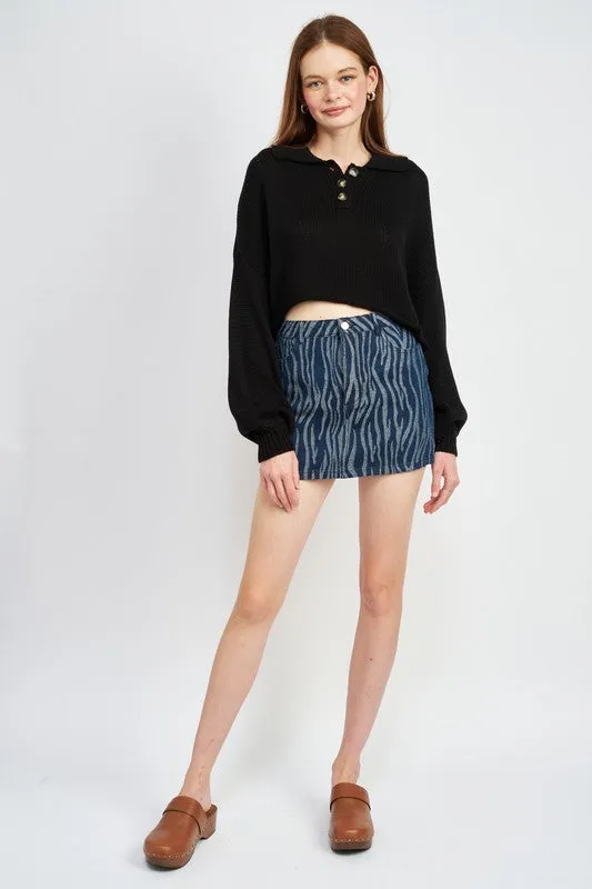 Emory Park BUTTON UP BOXY CROPPED SWEATER