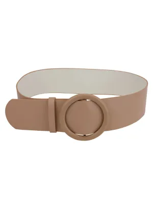 Faux Leather Buckle Broad Belt