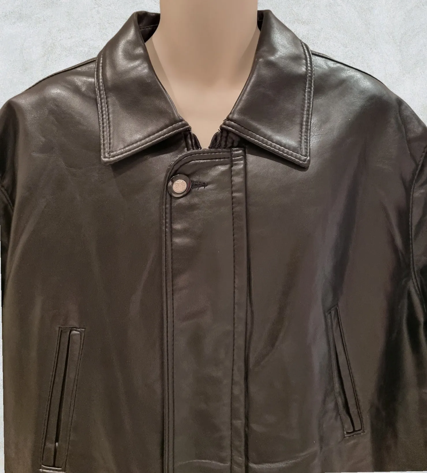 Italian Textile Group Mens Made in Italy Black Genuine Leather Jacket XL