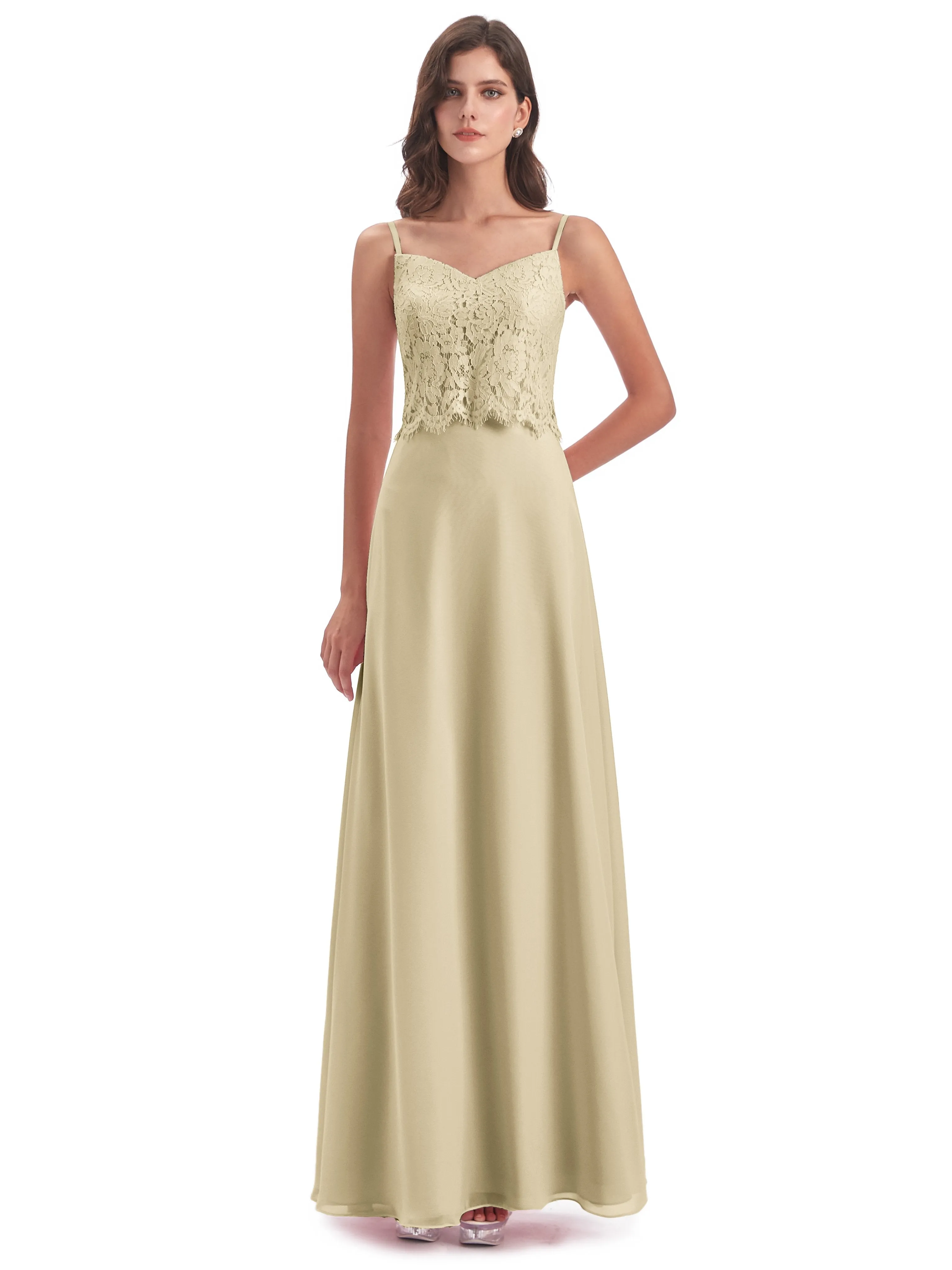 Jessica Elegant Spaghetti Straps Long Bridesmaid Dresses