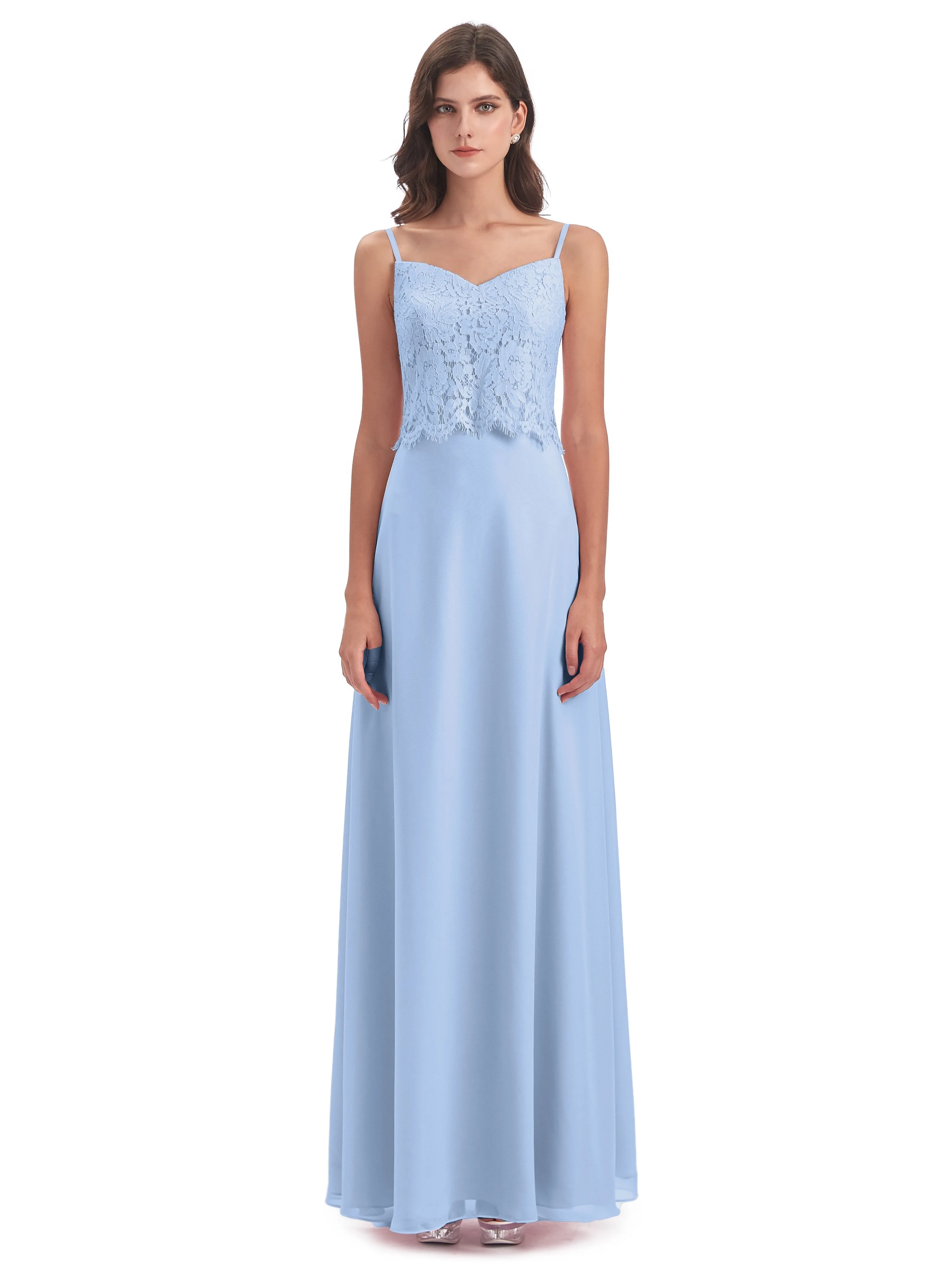 Jessica Elegant Spaghetti Straps Long Bridesmaid Dresses