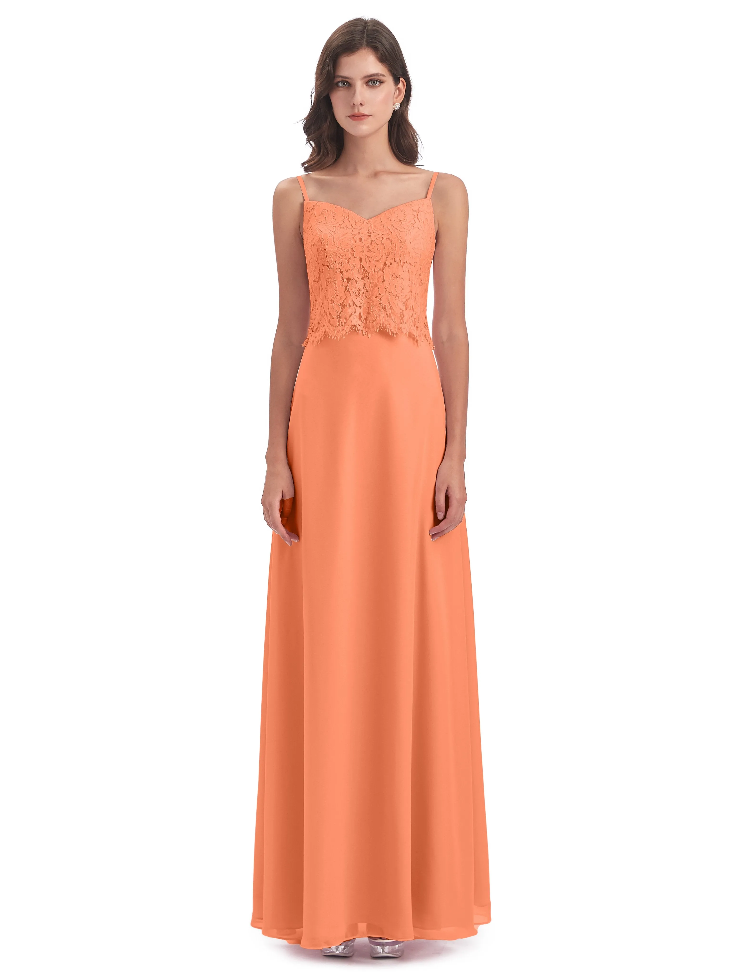 Jessica Elegant Spaghetti Straps Long Bridesmaid Dresses