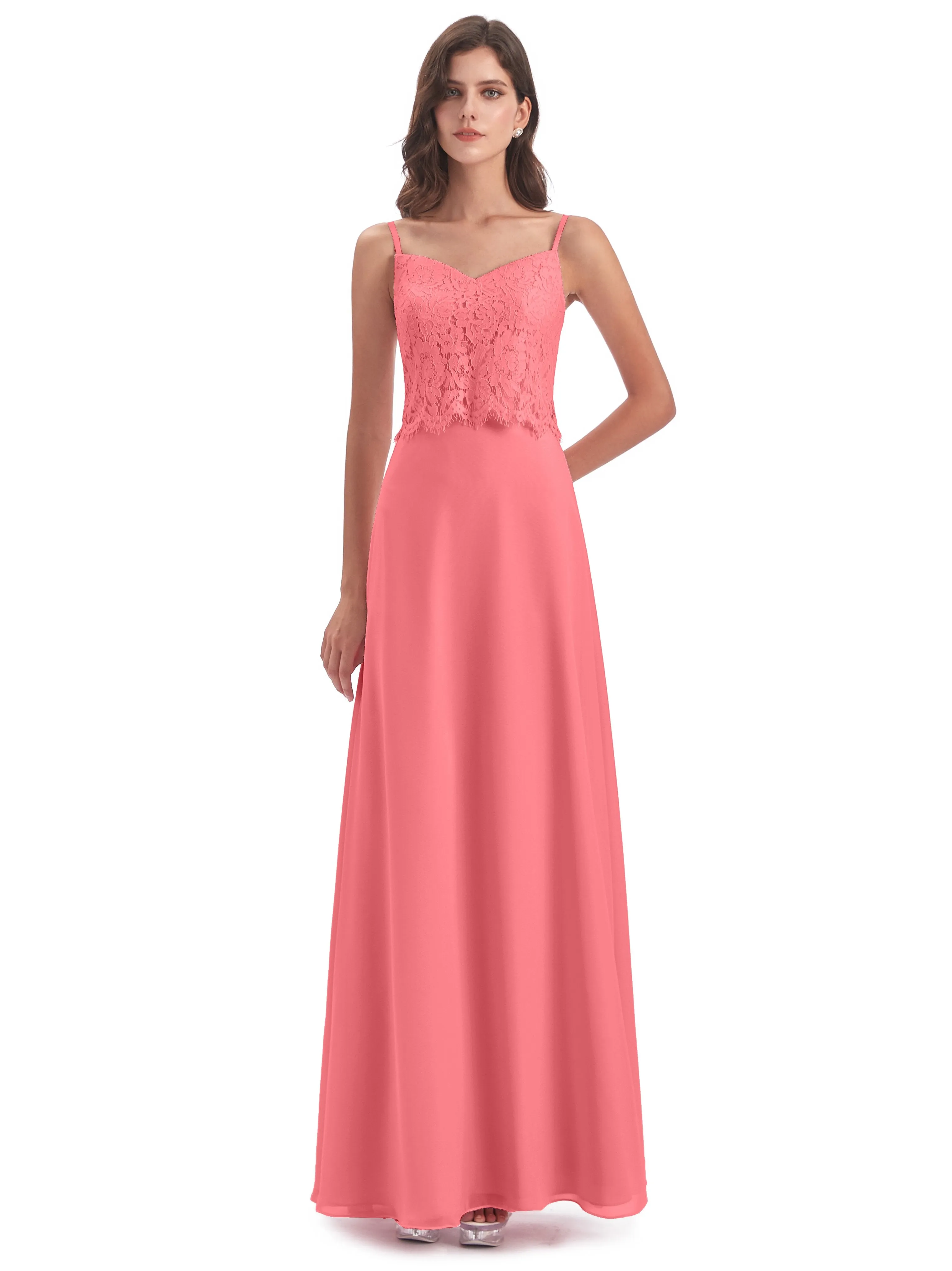 Jessica Elegant Spaghetti Straps Long Bridesmaid Dresses