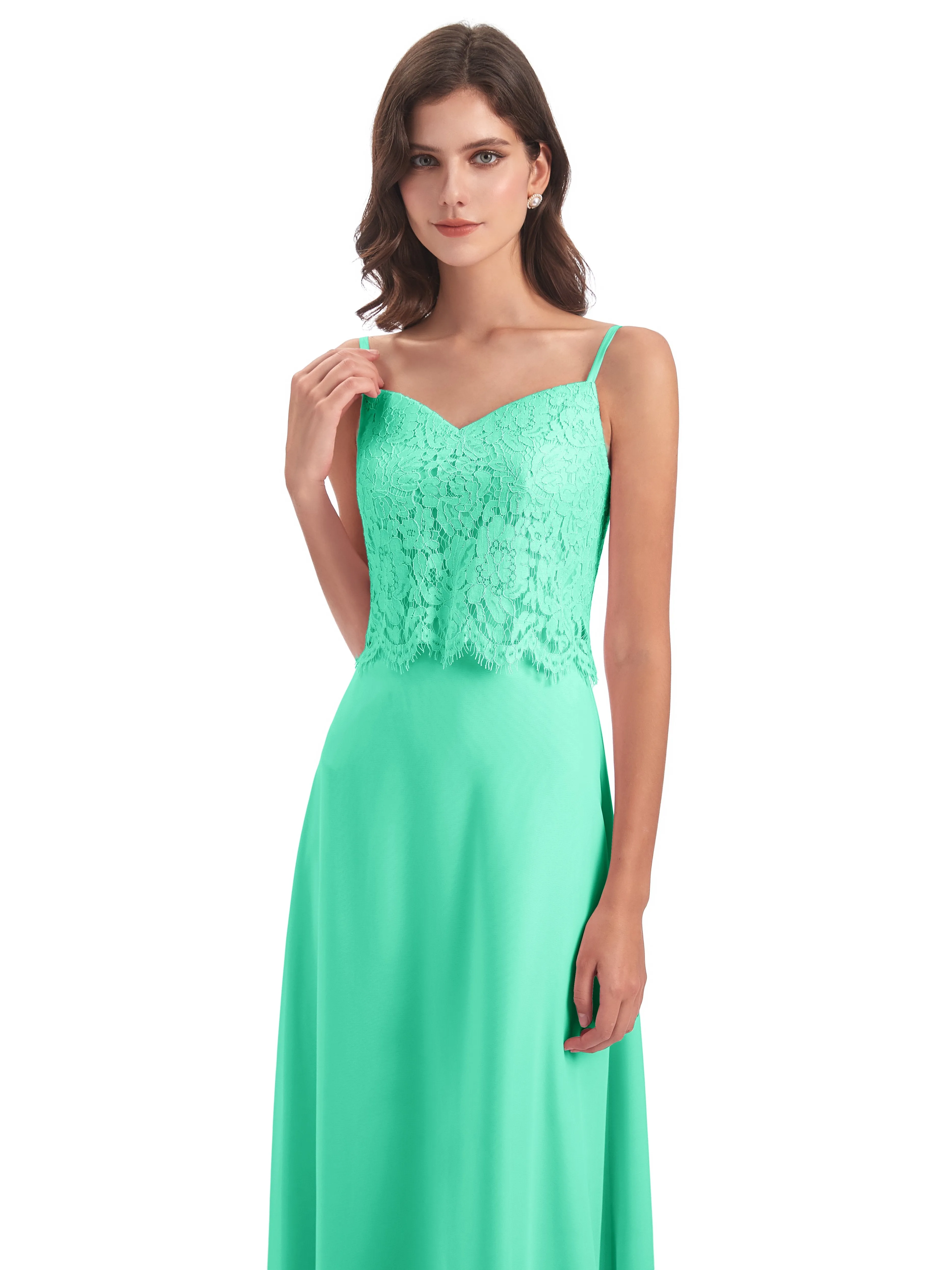 Jessica Elegant Spaghetti Straps Long Bridesmaid Dresses