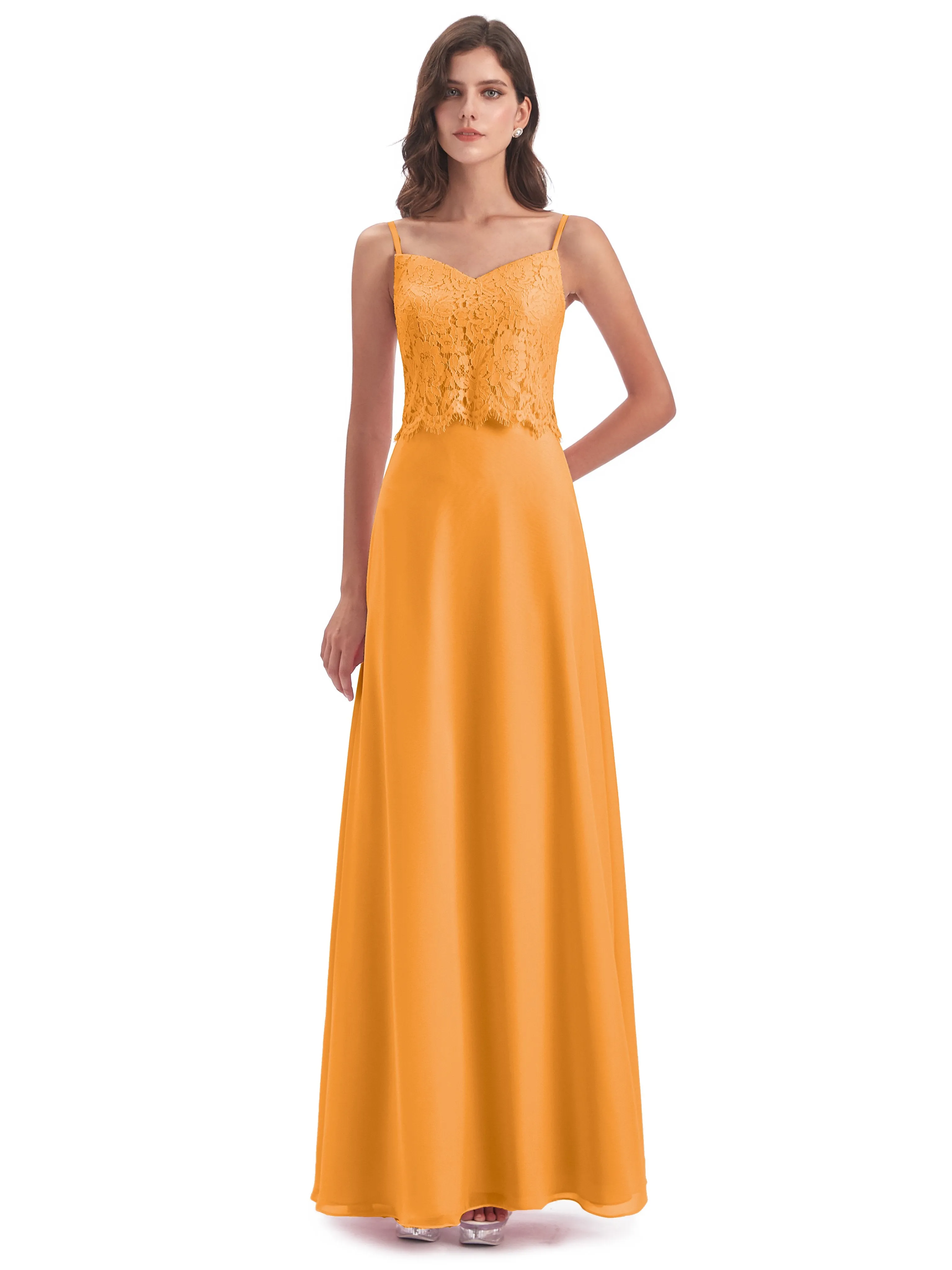 Jessica Elegant Spaghetti Straps Long Bridesmaid Dresses