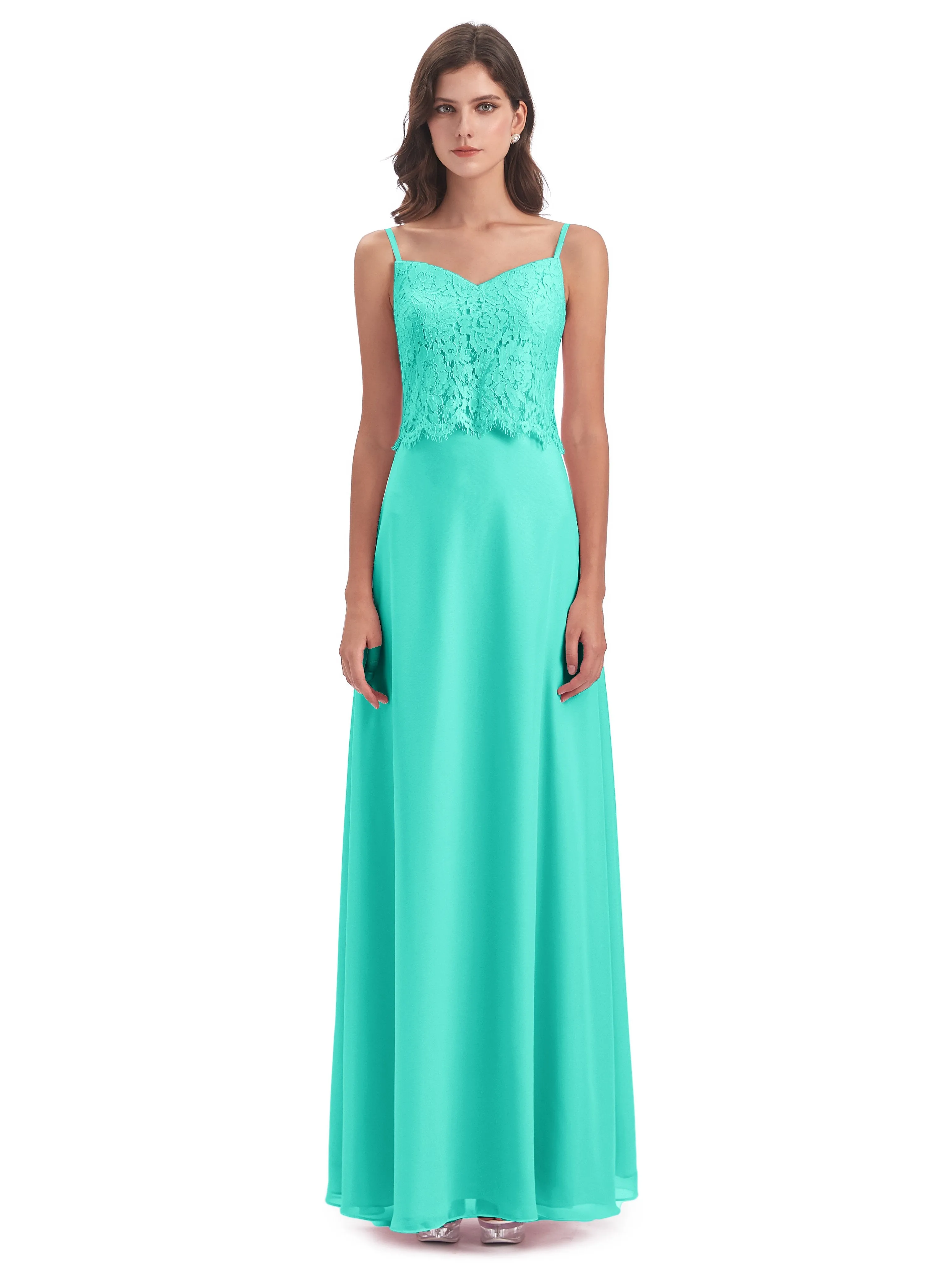 Jessica Elegant Spaghetti Straps Long Bridesmaid Dresses