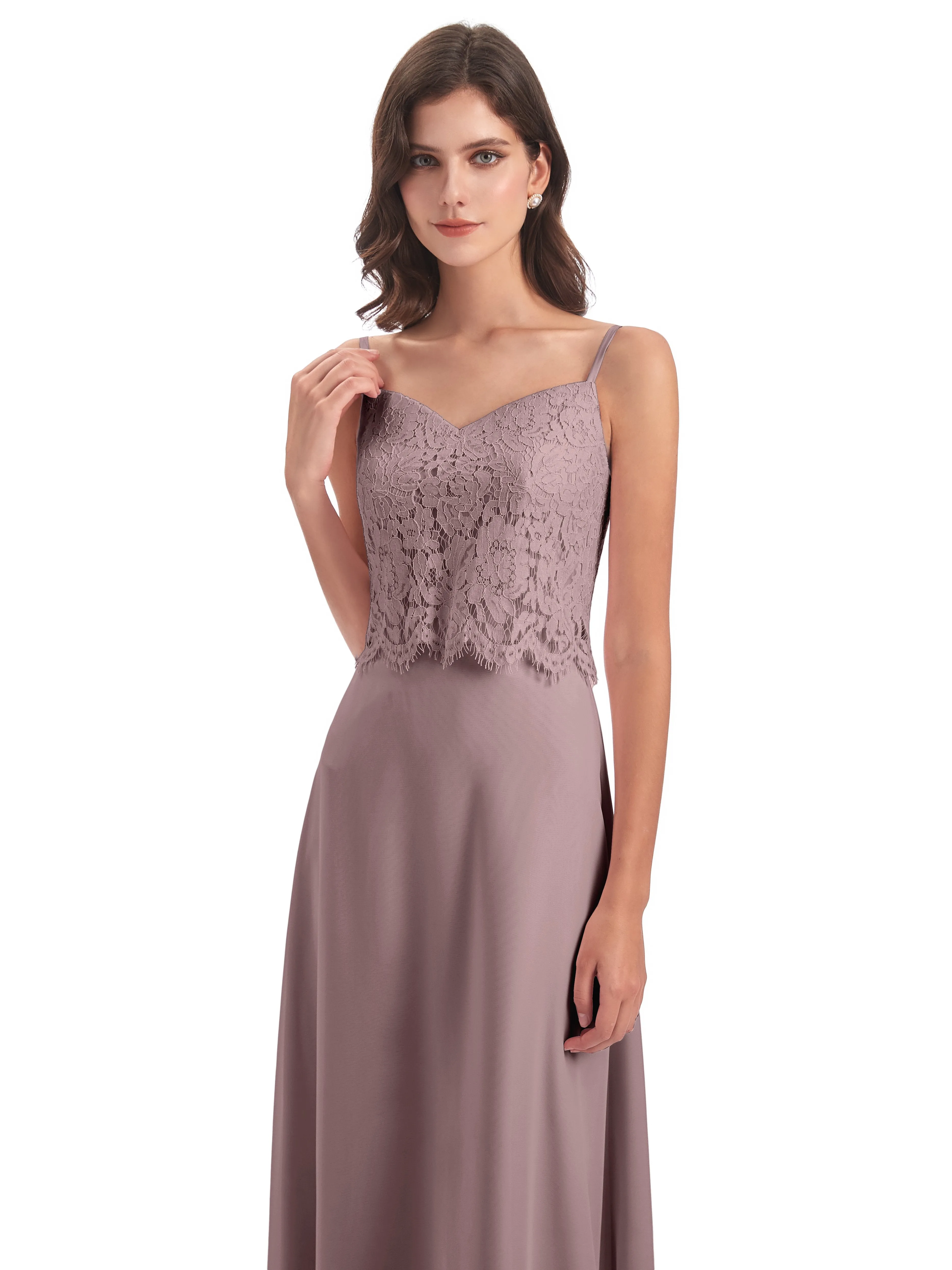 Jessica Elegant Spaghetti Straps Long Bridesmaid Dresses