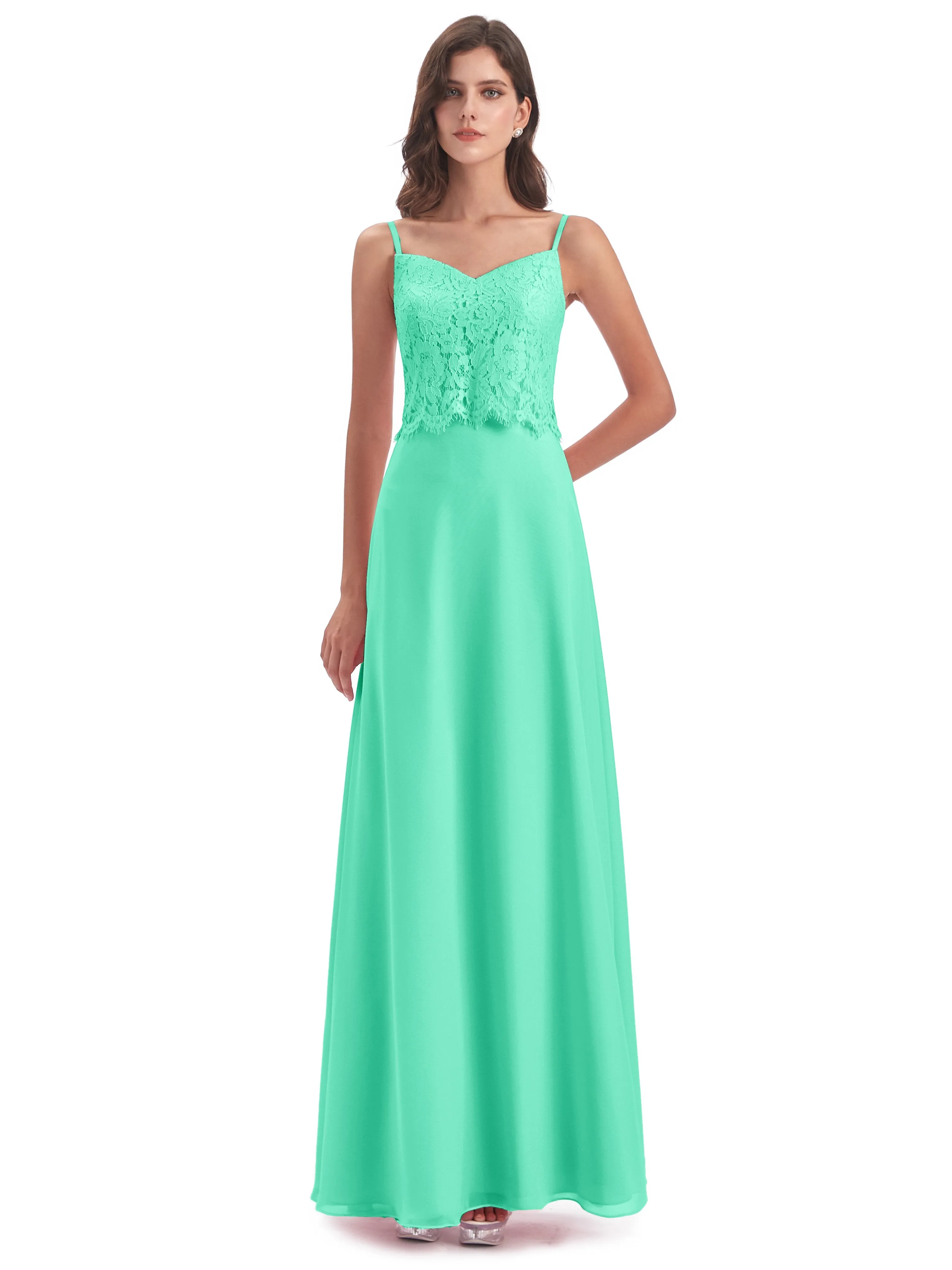 Jessica Elegant Spaghetti Straps Long Bridesmaid Dresses