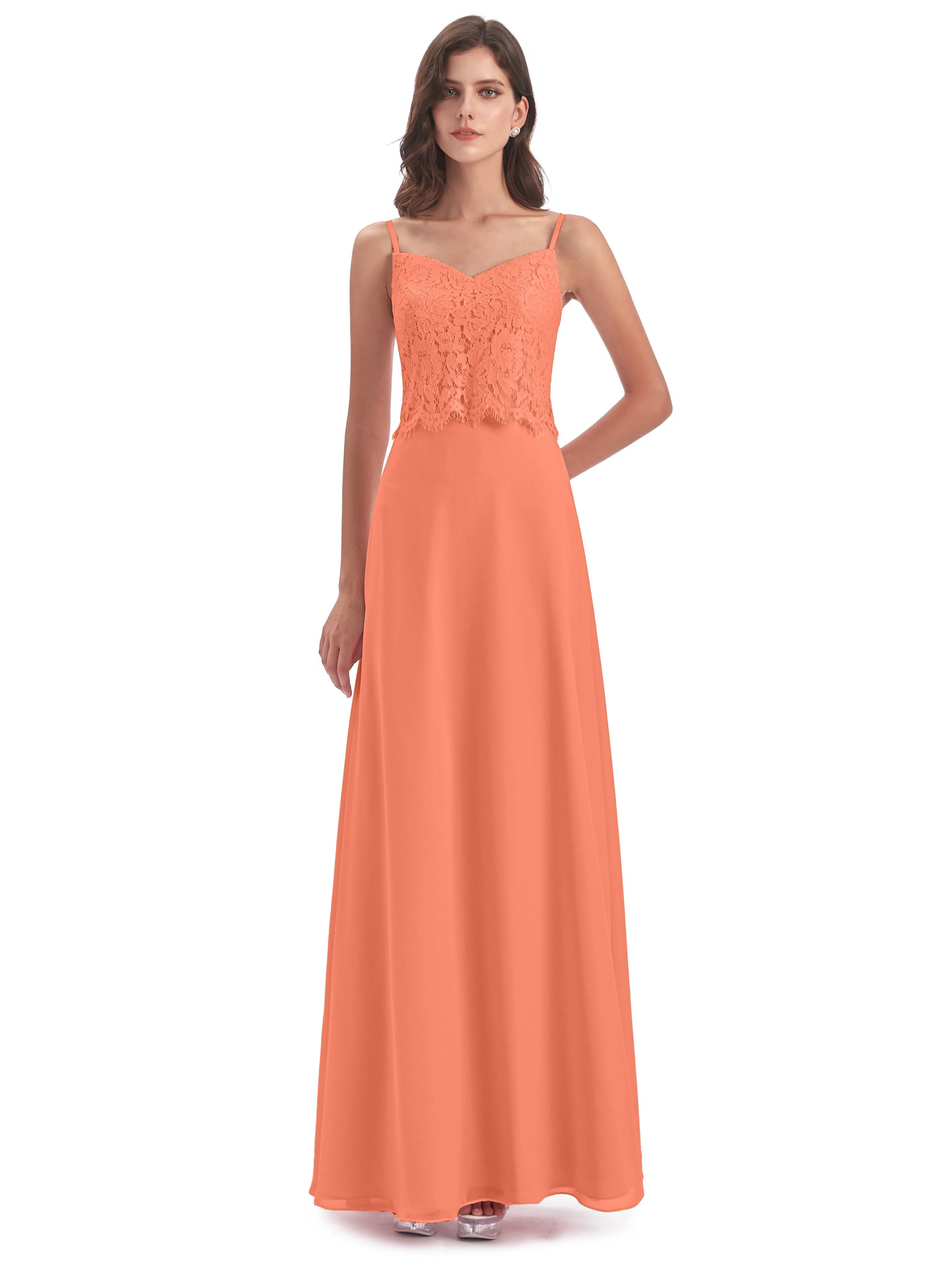 Jessica Elegant Spaghetti Straps Long Bridesmaid Dresses