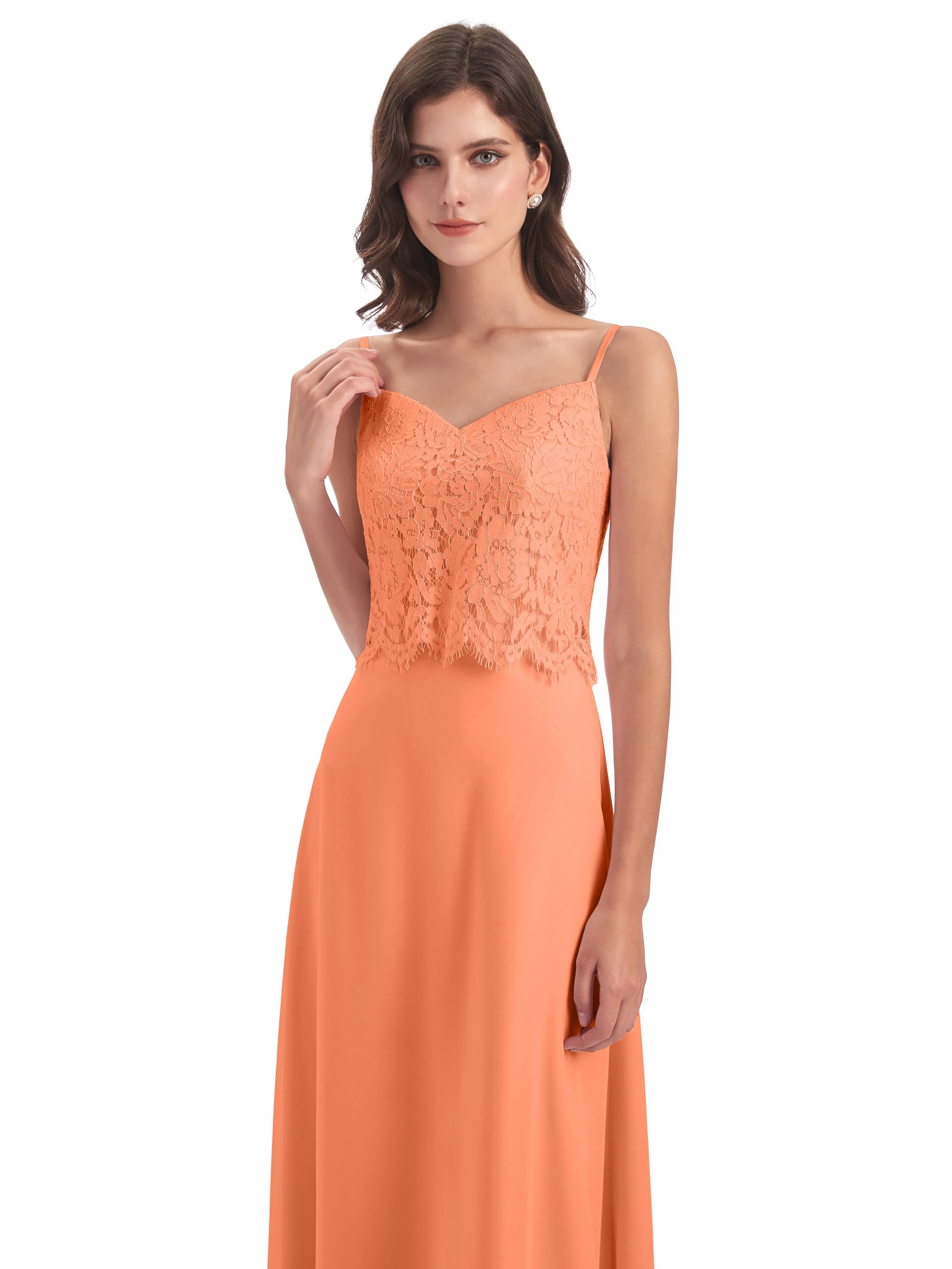 Jessica Elegant Spaghetti Straps Long Bridesmaid Dresses