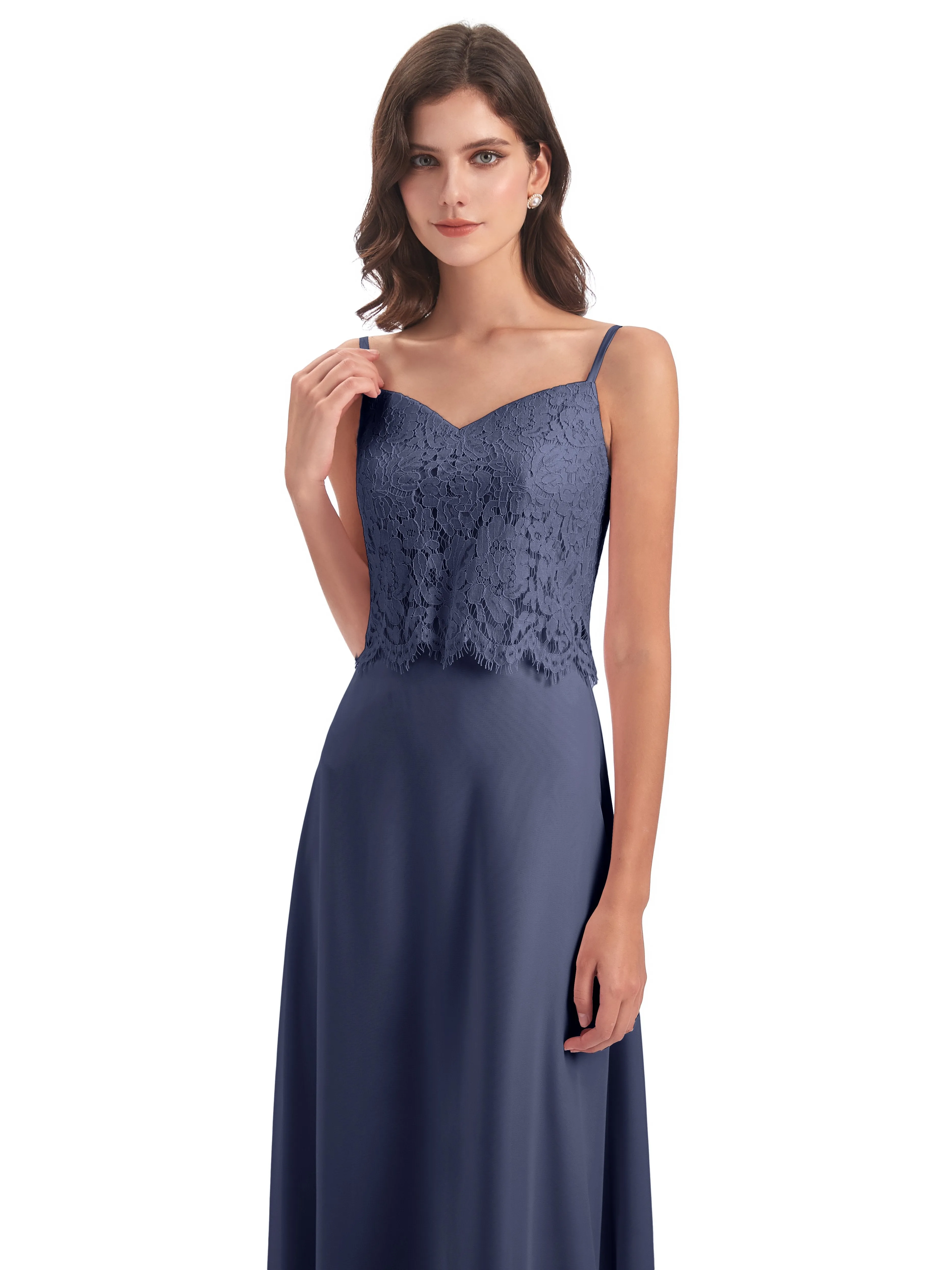 Jessica Elegant Spaghetti Straps Long Bridesmaid Dresses