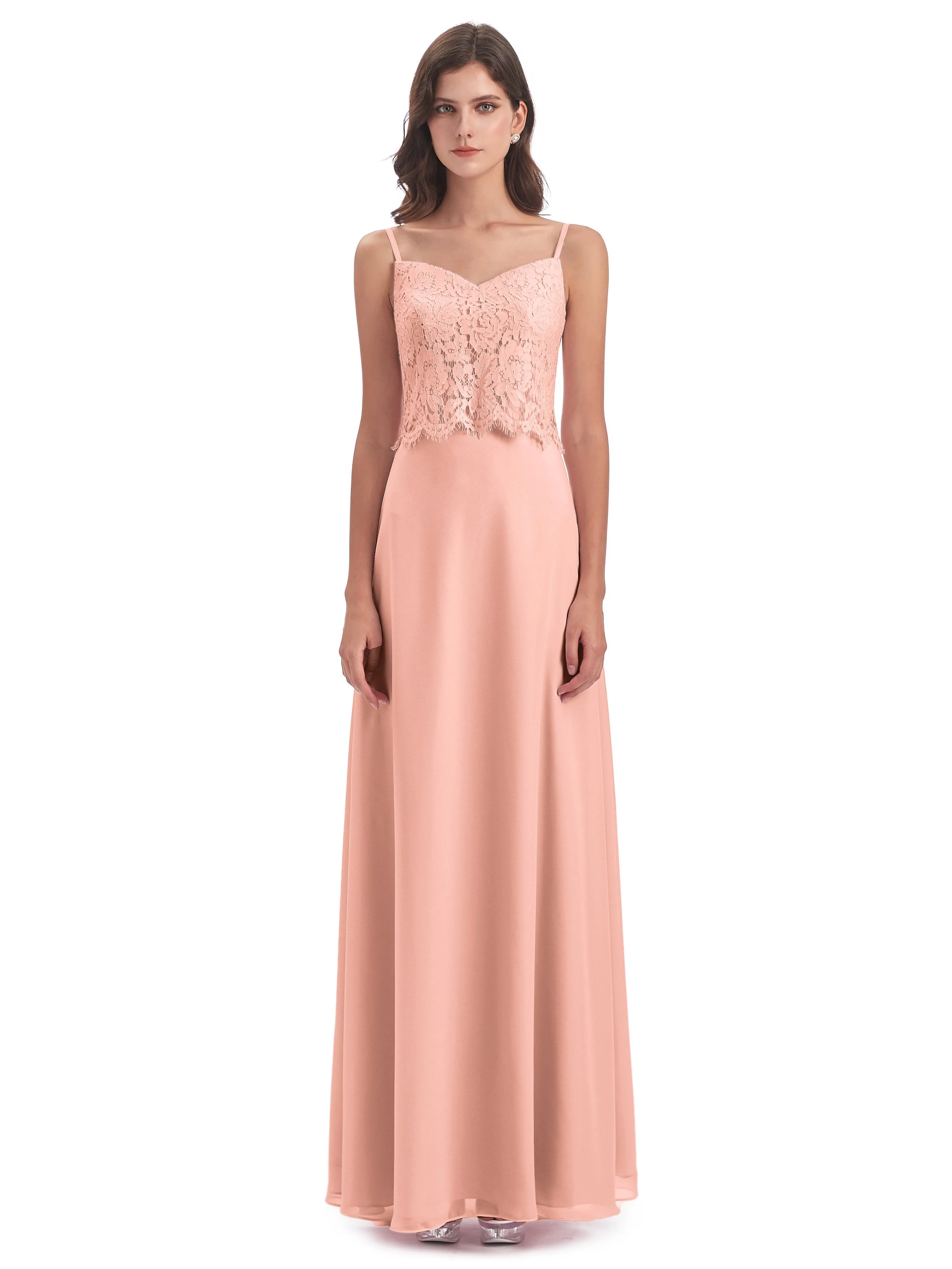 Jessica Elegant Spaghetti Straps Long Bridesmaid Dresses