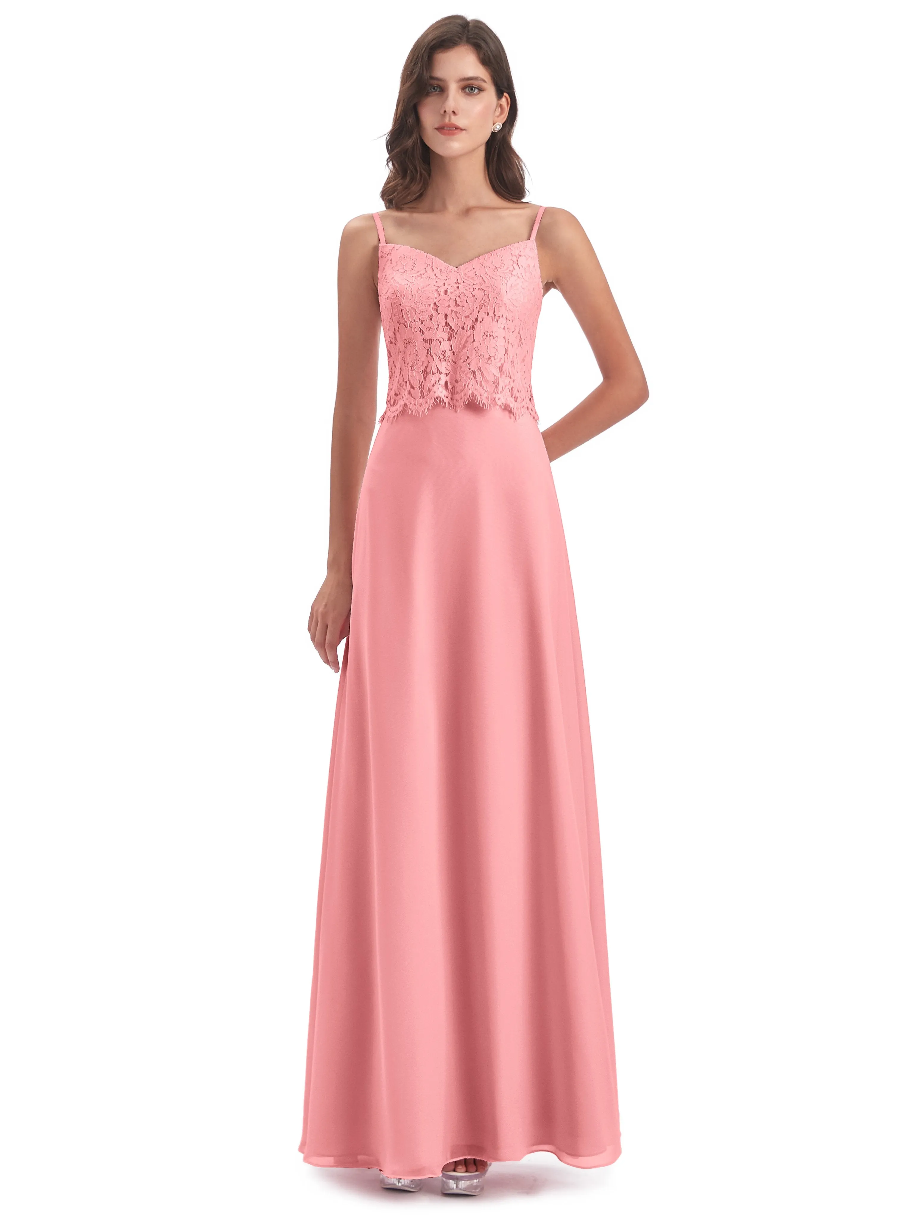 Jessica Elegant Spaghetti Straps Long Bridesmaid Dresses