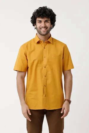 Jute Classic - Mustard Yellow Formal Shirt For Men | Ariser