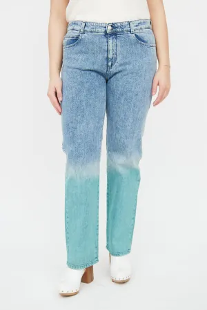 Light Wash Green Straight Jeans