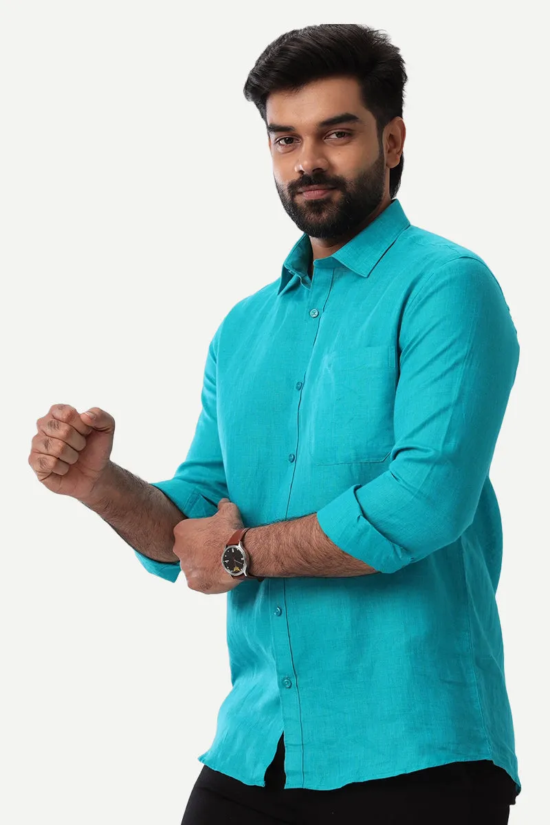 Linen Rise - Ramar Blue Formal Shirts for Mens | Uathayam