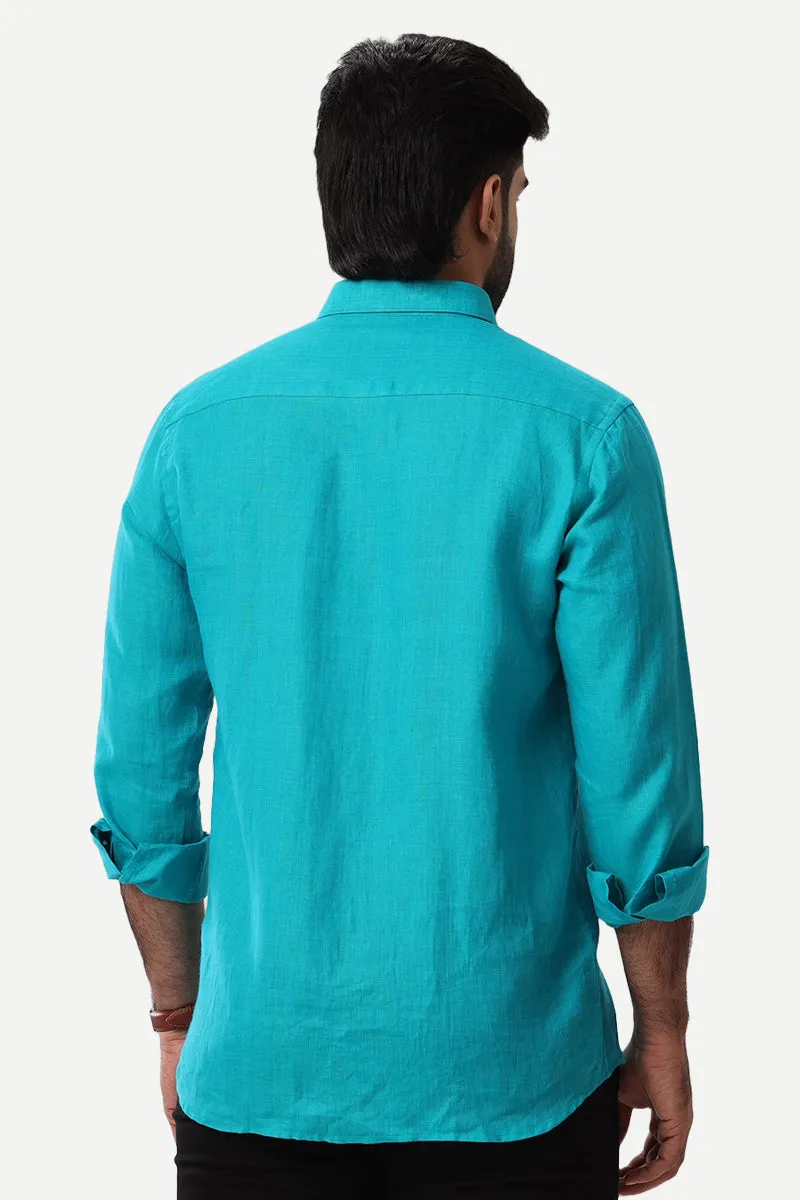 Linen Rise - Ramar Blue Formal Shirts for Mens | Uathayam