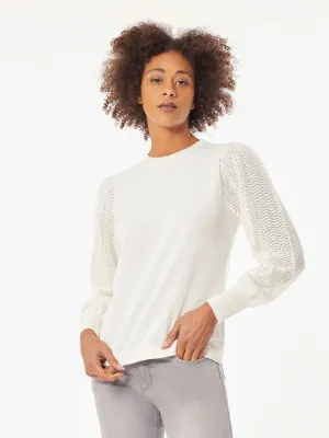 Long Sleeve Puff Sleeve Knit Top