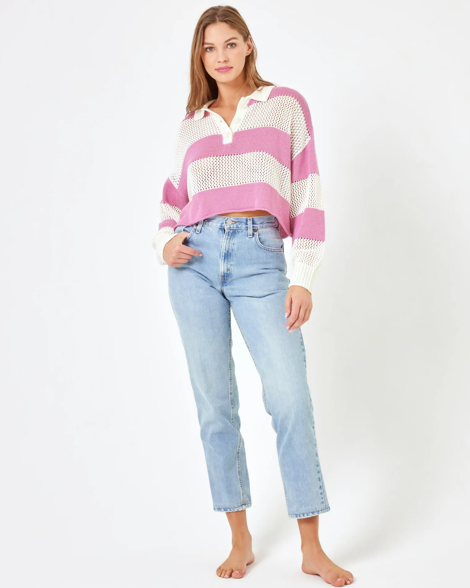 LSPACE X Anthropologie Rugby Sweater - Pink Lady