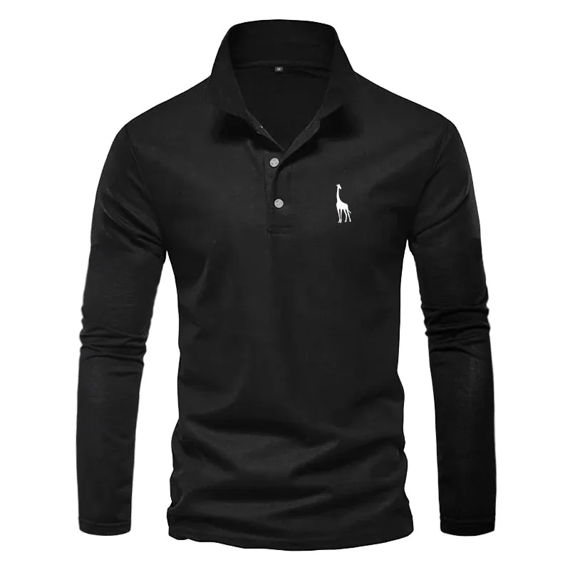 Men Long Sleeve Polo Shirts Business Dress Polo Shirts