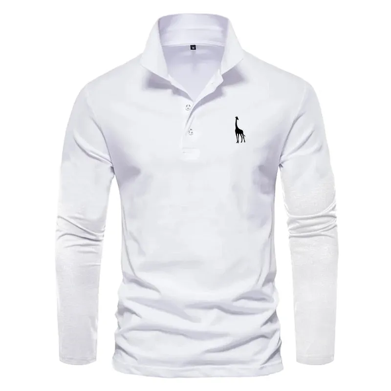 Men Long Sleeve Polo Shirts Business Dress Polo Shirts