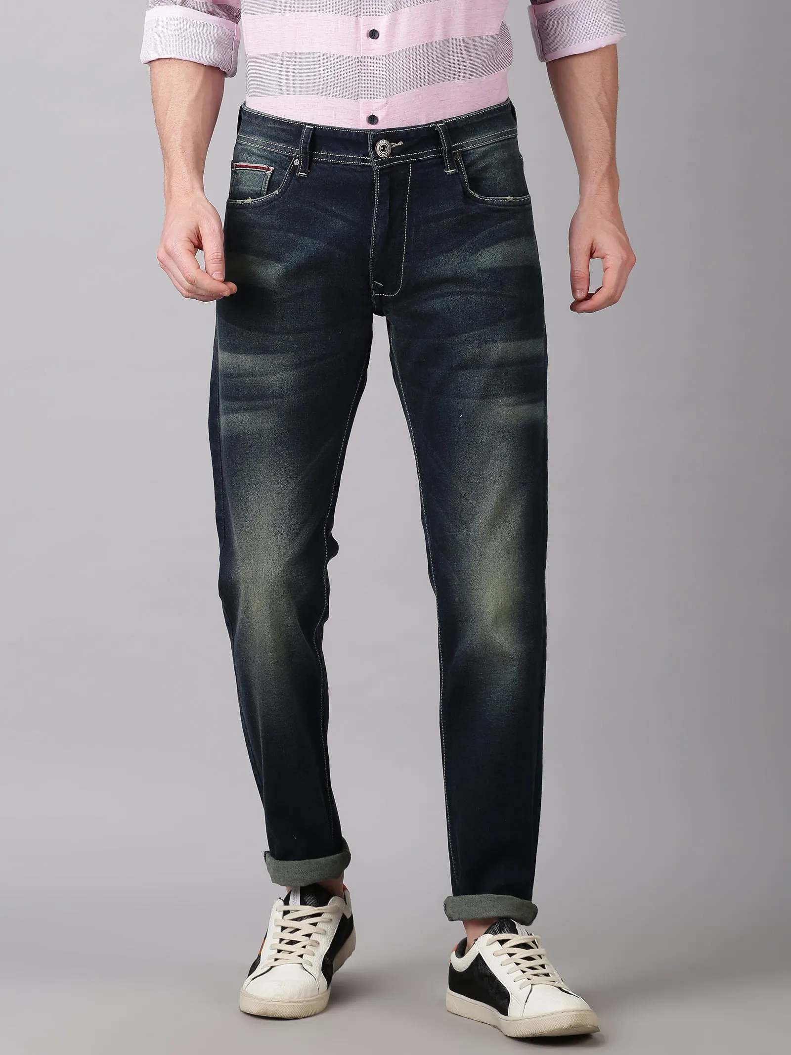 MEN'S DARK BLUE WASH SLIM FIT JEANS