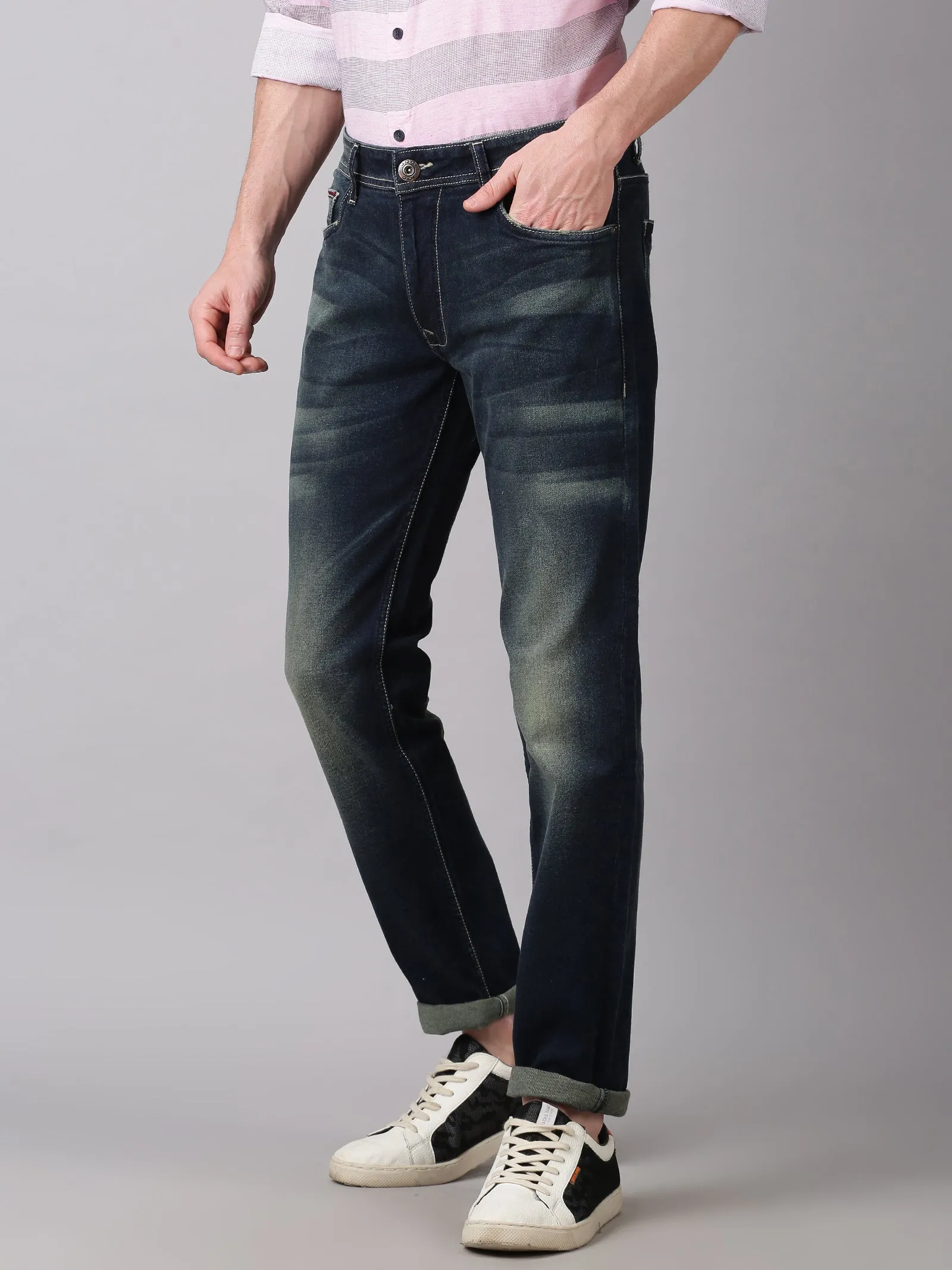 MEN'S DARK BLUE WASH SLIM FIT JEANS