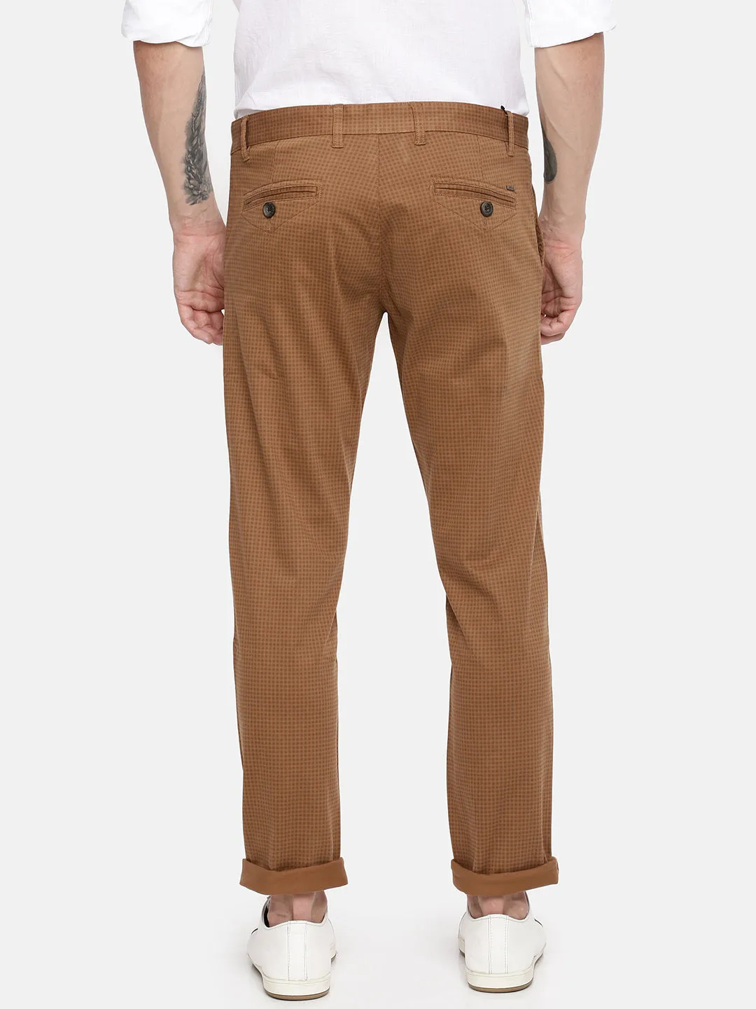 MEN'S KHAKI PRINTED JASON FIT TROUSER