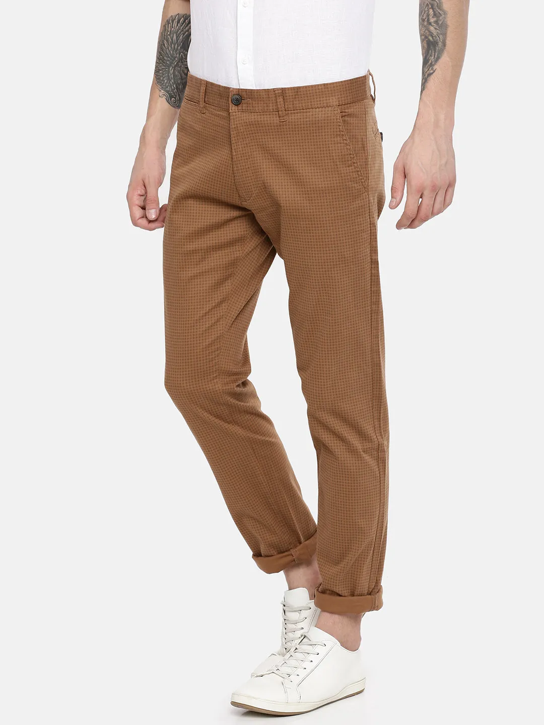 MEN'S KHAKI PRINTED JASON FIT TROUSER