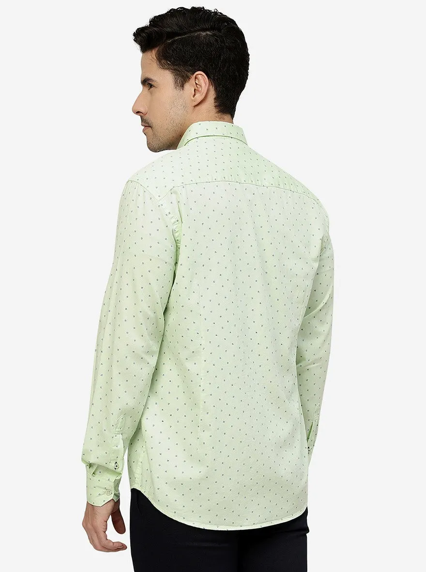 Mint Green Printed Smart Fit Semi Casual Shirt | Greenfibre