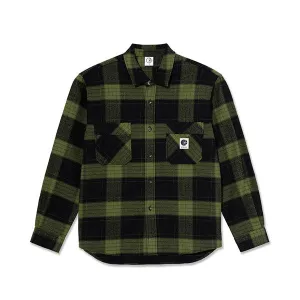 Polar Skate Co. Mike Flannel LS Shirt Black/Army Green