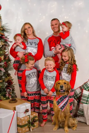 Red & Gray Family Bear Holiday Pajamas