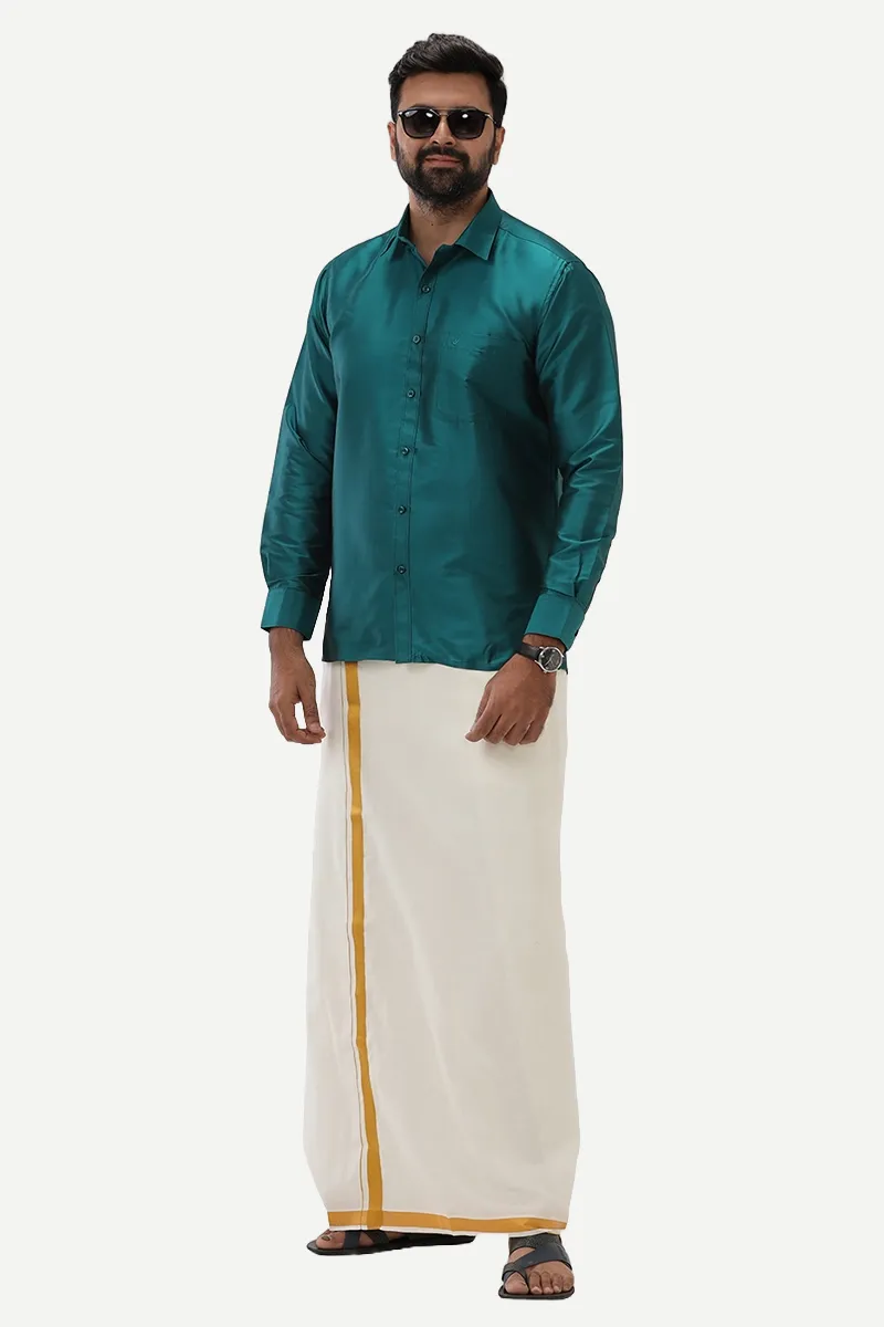 Silk Feel - Ramar Green Silk Shirts For Mens | Uathayam