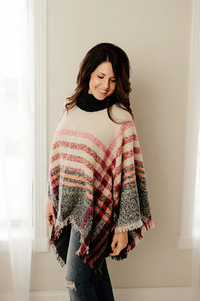 Soft Boucle Plaid Poncho