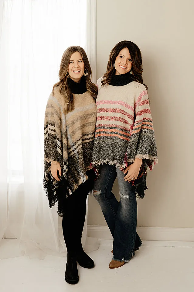 Soft Boucle Plaid Poncho