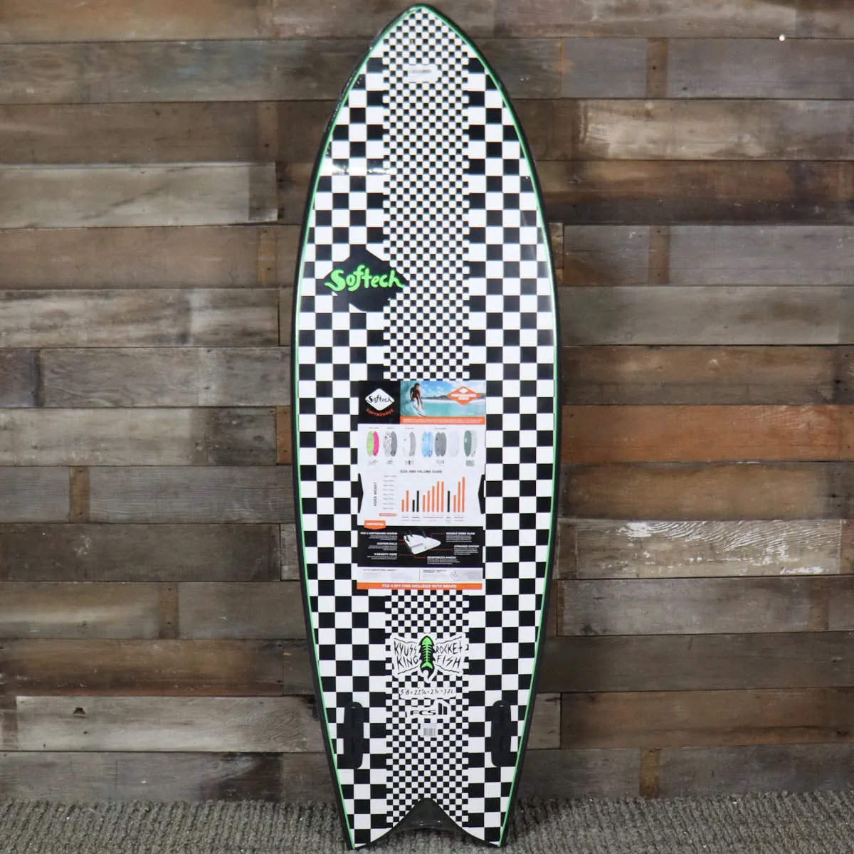 Softech Kyuss Fish 5'8" x 21 1/2" x 2 2/3" Soft Surfboard - Checkered