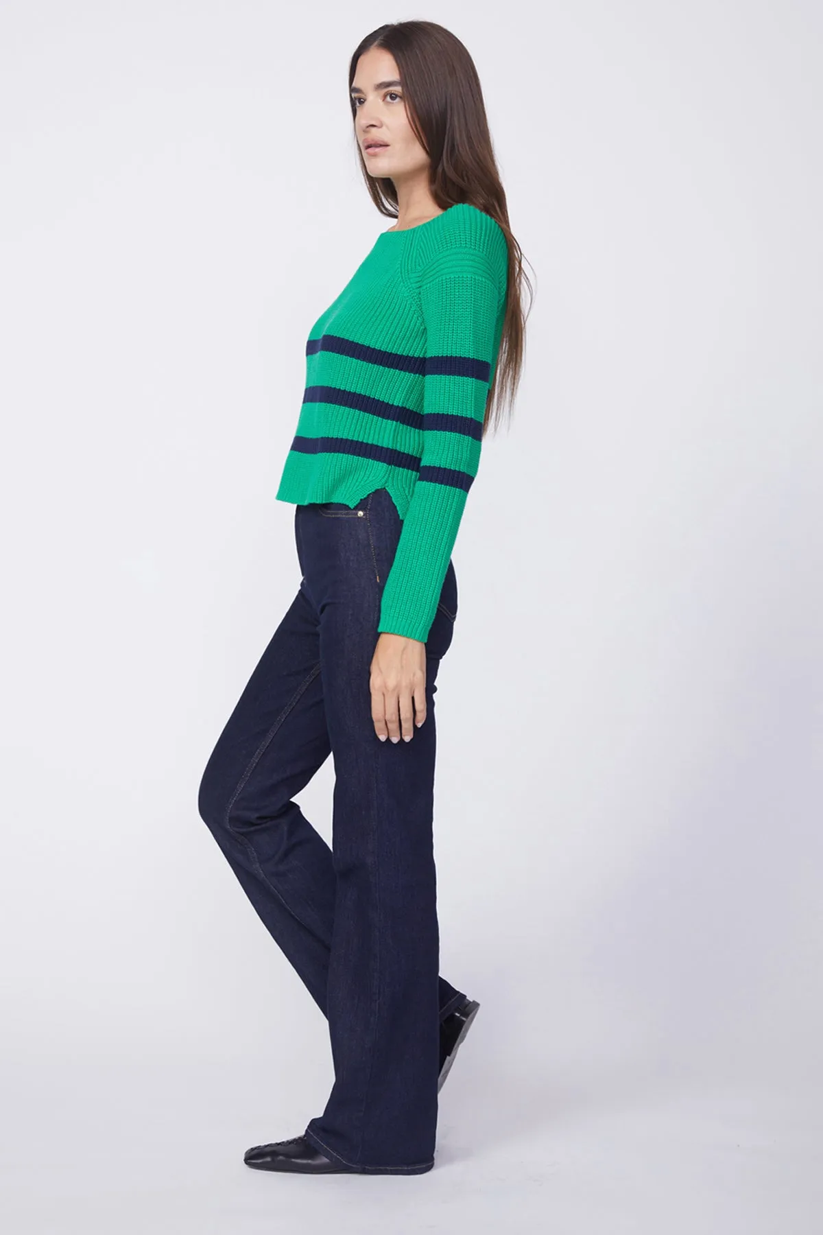 Stateside Striped Raglan Pullover Sweater in Irish Crush